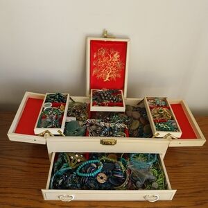 Elegant Jewelry Box with Assorted Accessories
